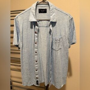 Lucky brand blue linen blend button down shirt
